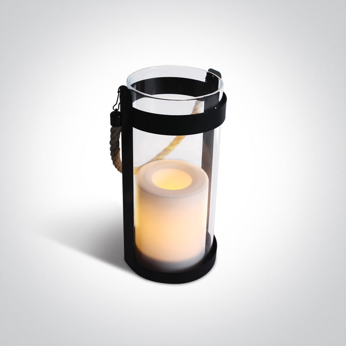 ONE Light | 9C006/F LED FLICKERING CANDLE METAL CASE AND GLASS 2xAA BATTERIES