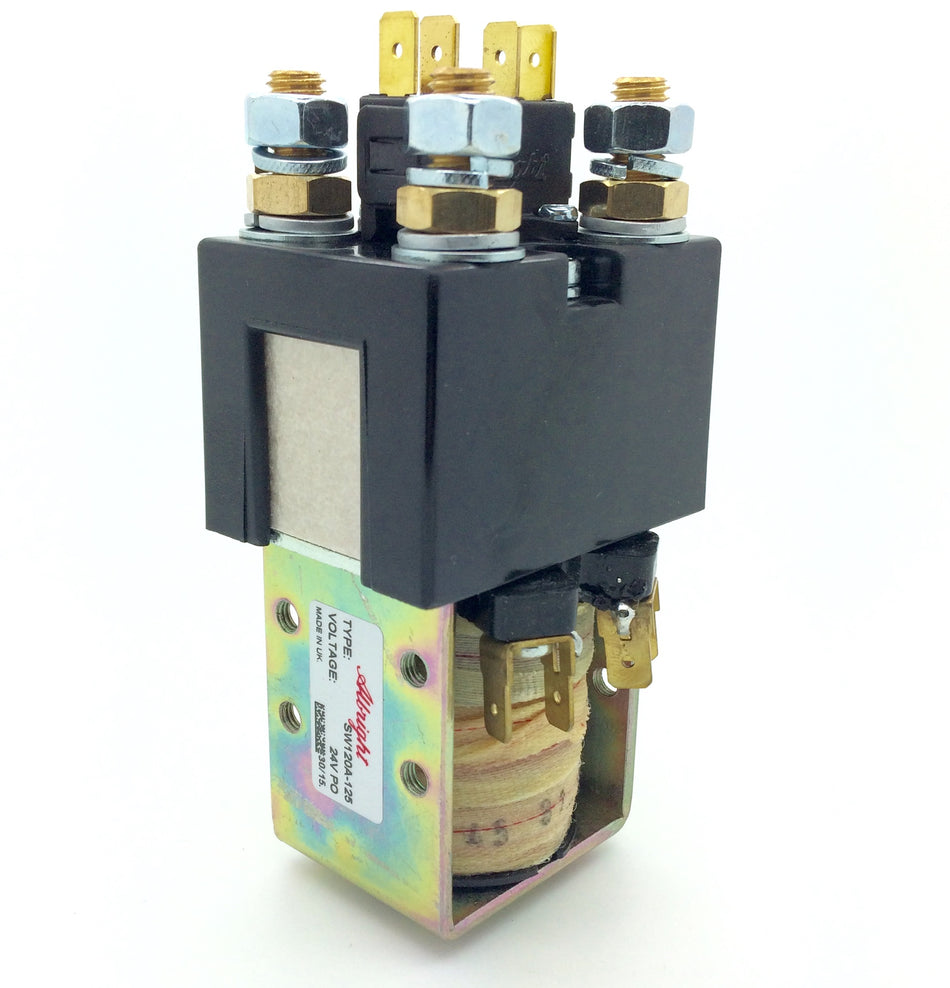 SW120A-125 Albright 100A Double Pole Single Coil Solenoid - 24V PO